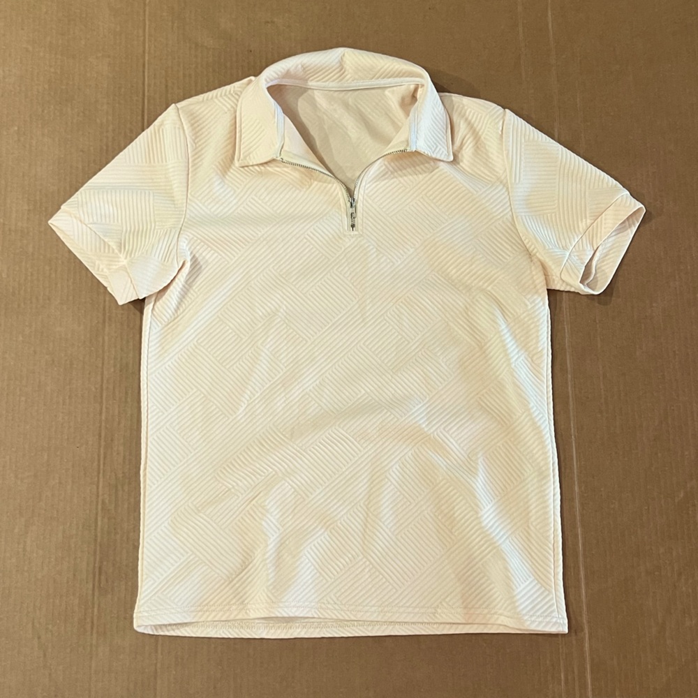Cream color zip up polo from Shein
